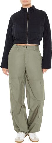 Forever 21 Women's Quilted Zip-up Cropped Jacket in Saudi Arabia