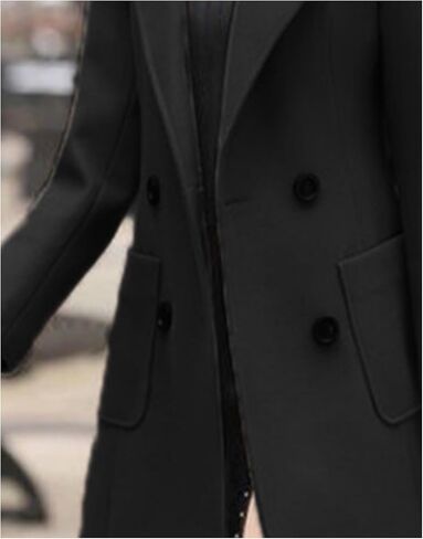 SEMATOMALA Women's Notch Lapel Collar Slim Fit A Line Wool Blend Long Coat Double Breasted Mid Long Pea Coat in Saudi Arabia