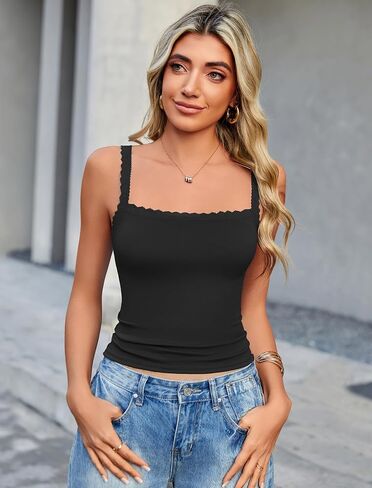 قمم Avidlove Camisole Tops للنساء الدانتيل دانتيل أعلى y2k مربع الرقبة السفلية الخروج من قمم الصيف 2025 العصرية in Saudi Arabia