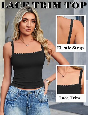 قمم Avidlove Camisole Tops للنساء الدانتيل دانتيل أعلى y2k مربع الرقبة السفلية الخروج من قمم الصيف 2025 العصرية in Saudi Arabia
