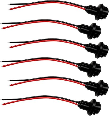 6PCS T10 Extension Harness Plug Connector, Car Instrument 194 Bulb Socket Base with 4.33" Wire Harness, Tail Light Socket Pre-Wired Rubber Lamp Holder for 168 175 194 W5W Bulb in Saudi Arabia