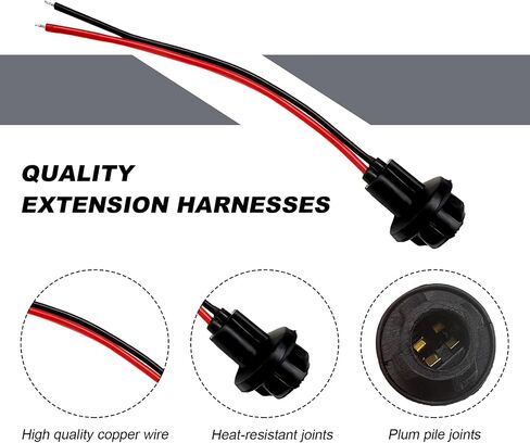 6PCS T10 Extension Harness Plug Connector, Car Instrument 194 Bulb Socket Base with 4.33" Wire Harness, Tail Light Socket Pre-Wired Rubber Lamp Holder for 168 175 194 W5W Bulb in Saudi Arabia
