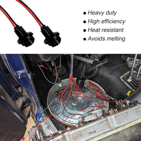 6PCS T10 Extension Harness Plug Connector, Car Instrument 194 Bulb Socket Base with 4.33" Wire Harness, Tail Light Socket Pre-Wired Rubber Lamp Holder for 168 175 194 W5W Bulb in Saudi Arabia