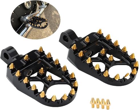 MX Offroad Wide Foot Pegs Footrest Pedals for Harley Dyna Street Bob Sportster 883 Touring Street Glide Softail Fatboy Chopper Bobber (Gold Black) in Saudi Arabia