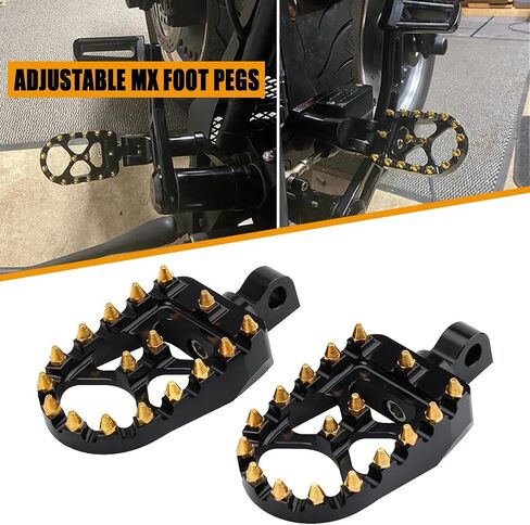 MX Offroad Wide Foot Pegs Footrest Pedals for Harley Dyna Street Bob Sportster 883 Touring Street Glide Softail Fatboy Chopper Bobber (Gold Black) in Saudi Arabia