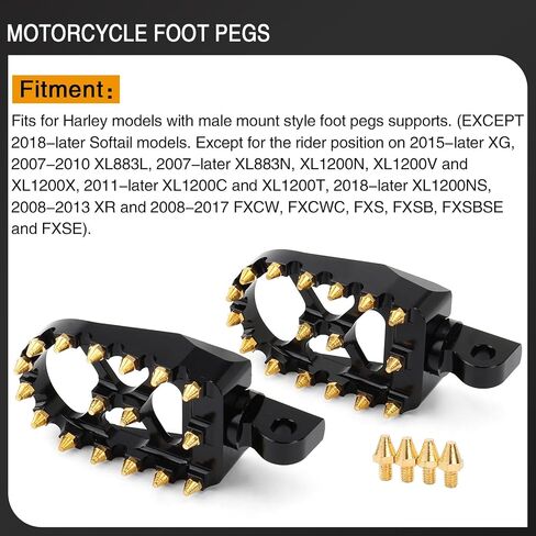 MX Offroad Wide Foot Pegs Footrest Pedals for Harley Dyna Street Bob Sportster 883 Touring Street Glide Softail Fatboy Chopper Bobber (Gold Black) in Saudi Arabia