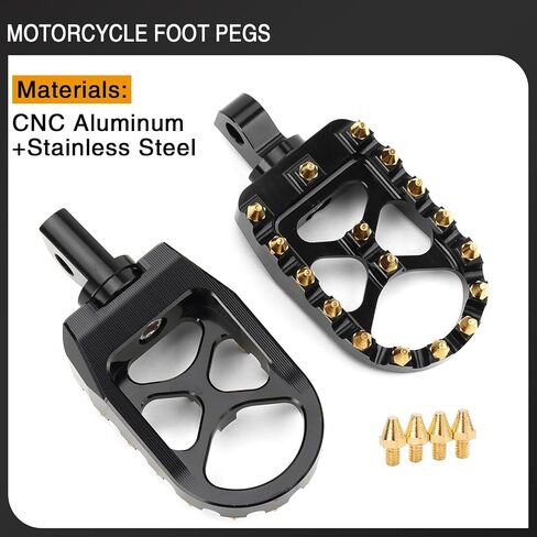 MX Offroad Wide Foot Pegs Footrest Pedals for Harley Dyna Street Bob Sportster 883 Touring Street Glide Softail Fatboy Chopper Bobber (Gold Black) in Saudi Arabia