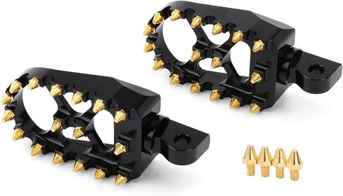 MX Offroad Wide Foot Pegs Footrest Pedals for Harley Dyna Street Bob Sportster 883 Touring Street Glide Softail Fatboy Chopper Bobber (Gold Black) in Saudi Arabia