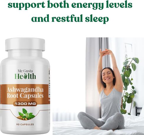 Ashwagandha Root Powder Capsules 1300mg, Ashwagandha Capsule Metabolism Support, Immune & Mood Support, Ashwamag GMO Free Energy Support & Sleep Support 90 Capsules in Saudi Arabia