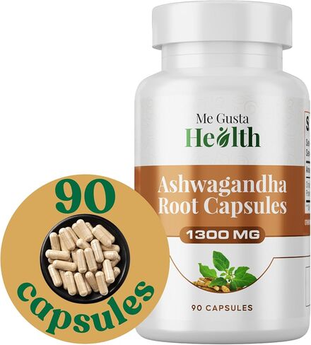 Ashwagandha Root Powder Capsules 1300mg, Ashwagandha Capsule Metabolism Support, Immune & Mood Support, Ashwamag GMO Free Energy Support & Sleep Support 90 Capsules in Saudi Arabia