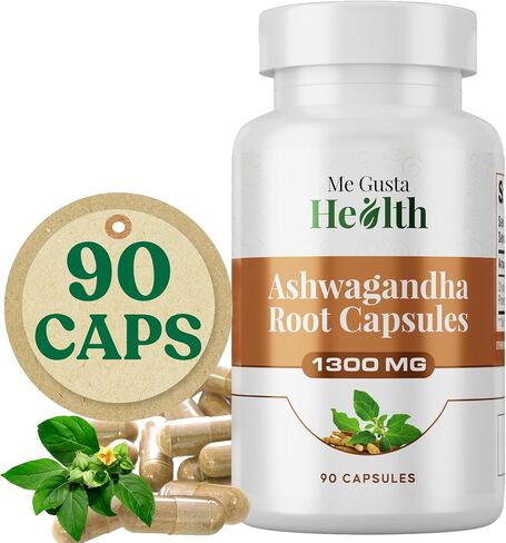Ashwagandha Root Powder Capsules 1300mg, Ashwagandha Capsule Metabolism Support, Immune & Mood Support, Ashwamag GMO Free Energy Support & Sleep Support 90 Capsules in Saudi Arabia