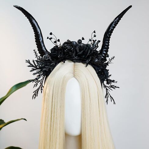 MOSTORY Black Antelope Horns Headband - Dark Devil Horns Hairband for Halloween Cosplay Photo Shoot Renaissance Renfaire in Saudi Arabia