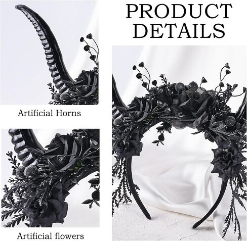MOSTORY Black Antelope Horns Headband - Dark Devil Horns Hairband for Halloween Cosplay Photo Shoot Renaissance Renfaire in Saudi Arabia