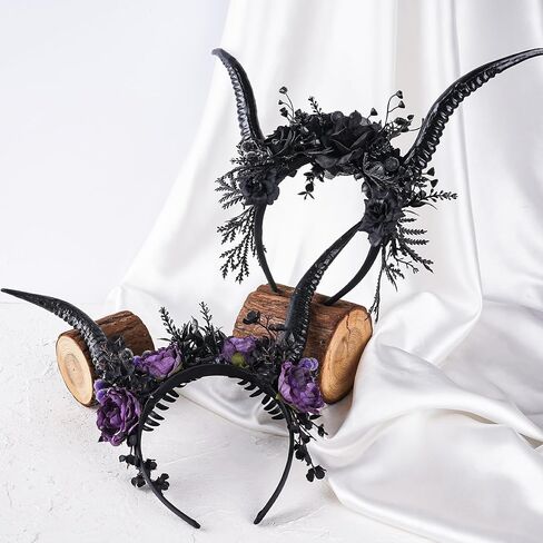 MOSTORY Black Antelope Horns Headband - Dark Devil Horns Hairband for Halloween Cosplay Photo Shoot Renaissance Renfaire in Saudi Arabia