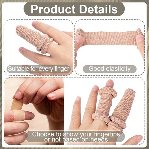 15pcs Cotton Finger Protectors, Elastic Fingertip Bandages for Skin Cracking Wounds Joint Pain, Breathable Finger Cots for Gardening Cooking Painting Carving Projects- Skin Color in Kuwait
