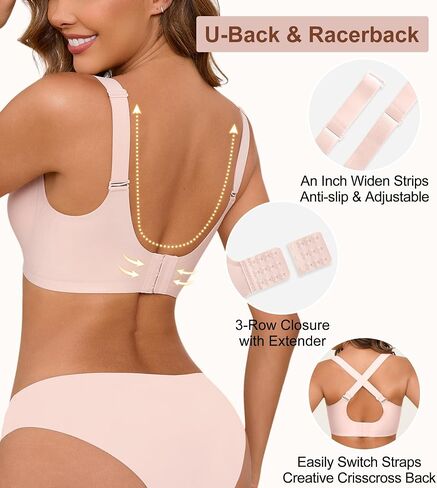 Bras for Women Bralette - Womens Wireless Full Coverage Comfortable Sleep Everyday Bra with Extender, S-XXL in Saudi Arabia