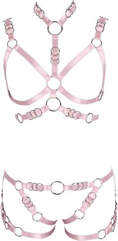 Women's Full Body Harness Bra Lingerie cage Set Garter Belt Punk Gothic Chest Straps Festival Rave Plus Size in Saudi Arabia