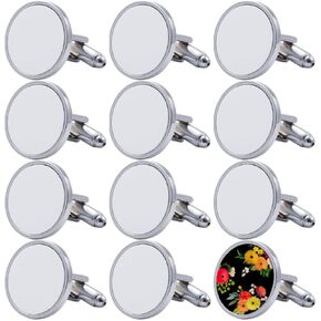 BAOZOON 12 Pcs Sublimation Metal Cufflink Blanks Heat Transfer Cuff Buttons Sublimation Blank DIY Shirt Cuff Links for Wedding Business and Daily Wear
