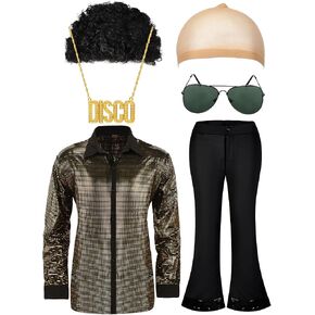 MEPase 6 PCS MEN 70S DISCO COMPHITIONS CHESTER SEREN SERT BELL BOTTOR BANTS BANT BANT BAND COMPLACE CAPLACE CAP