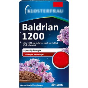 Baldrian 1200, with Valerian Root Dry Extract, Vegan, Lactose-Free, 30 Tablets