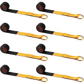8Pack Tow Truck Straps Lasso Wheel Lift Straps Lasso Tow Strap مع حلقة D 11 ، 000 رطل قوة كسر تلقائي لأسفل Auto Hauler لربطة Trailer Truck (2 '' x 8ft ، Orange)