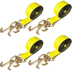 4PCs Towing Recovery Winch Strap w/RTJ Cluster Hook 2" x12', 10000LBS Recovery Towing Truck Straps Heavy Duty, Towing Truck Car Trailer Winch Wrecker Tie Down Straps, Car Hauler Straps
