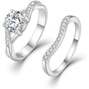 STARCHENIE Engagement Wedding Band Promise Eternity Rings Sets for Women 925 Sterling Silver Round Cut CZ Rings Size 5-10