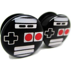 Retro Video Game Controller Ear Plugs - Acrylic - Screw-On - New *Pair* - 8 Sizes