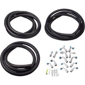 A/C Air Conditioning Ext Length Hoses & Fittings & O-rings Kit #6/#8/#10 Hoses