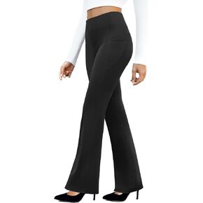 Women's Work Pants Business Casual Pants High Waisted Yoga Flare Leggings with Pockets Dress Slacks Tummy Control