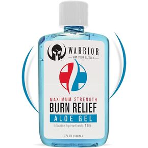 WARRIOR - WIN YOUR BATTLES- Burn Relief Gel for Skin Made in USA Aloe with Aloe Vera Gel with Lidocaine 4% Highly Effective for Sunburns, Insect Bites Relief Fragrance Free (4 FL OZ)
