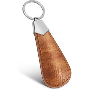 Metal Shoe Horn 5 In, Mini Stainless Steel Shoehorn Travel with Leather Handle Portable Key Chain for Kids Women,Men