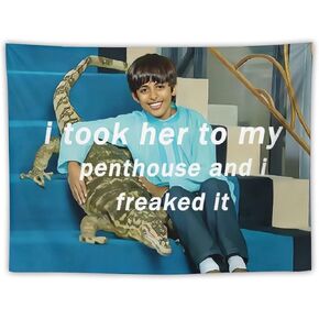 BionZax I Took Her To My Penthouse and I Freaked It Ravi Tapestry for Bedroom Aesthetic, Funny and Meme Tapestries for College Dorm and Living Room - Small Size 30"x40"