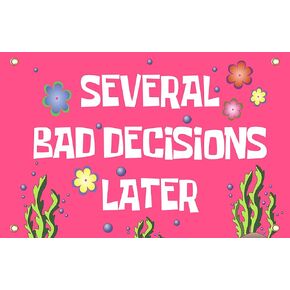 Several Bad Decisions Later Flag 3x5 ft Cool Funny Flags For Room Guys Meme Flags Banner College Dorm Bedroom Wall Man Cave Frat Tapestry Pink