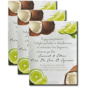 Coconut & Citrus Fragrance Sachet, 3 Pack, 30g per Pack, Long Lasting Fragrance for Drawers, Closets, Cars