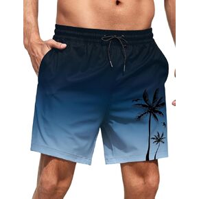 Lzzidou Men Swim Trunks with Mesh Liner 5 Inch Inseam Board Shorts Quick Dry Bathing Suit