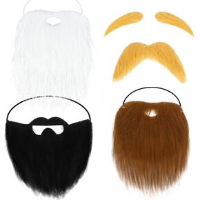 Fake Beards, Yellow Mustache and Eyebrows Halloween Fake Mustaches Costume for Adults Birthday Party Favor Beard Facial Hair Accessories