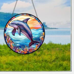 Hotiyok Dolphins Window Window Hangings Acrylic Sea Animals Plans Close Decor