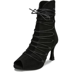 YYTing Ballroom Dance Shoes Women Boots Latin Salsa Pole Professional Dancer 3.5 inch Heel YT329