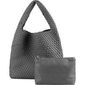 Hand Woven Bag Tote Bag For Women Vegan Leather Underarm Travel Shoulder Tote Handbag Satchel Beach Bag With Purses