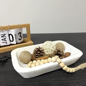 Wooden Dough Bowl Decor, Vintage Wooden Bowl Hand Carved Home Decor for Dining Table Center, Living Room, Kitchen Decor