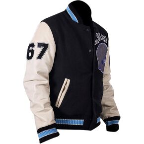 Alex Foley 67 Eddie Murphy Detroit Beverly Hillscop Wool Leather Baseball Black & Cream Varsity Jacket