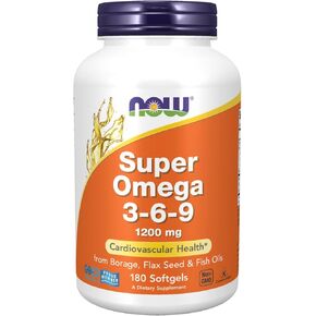 Now Foods Super Omega 3-6-9 Soft-gels, 1200Mg, 180-Count