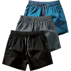 3 Set Men's Workout Athletic Shorts Lightweight Moisture Wicking 3" Running Shorts with Zipper Pockets Gym Beach in Saudi Arabia