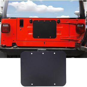 YOCTM TJ Spare Tire Carrier Delete Filler Plate Tramp Stamp Tailgate Vent-Plate Cover for 1997-2006 Jeep Wrangler TJ Aluminum Black Cover Trim (Black)