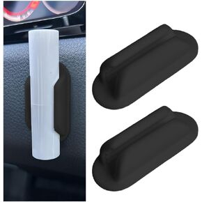 Car Lip Balm Holder, 2PCS Upright Silicone Vehicle Chapstick Mount, Automotive Interior Lipsticks Organizer Case Decor Accessories for Women and Girls, Universal for SUV, Sedan, Truck (Black)