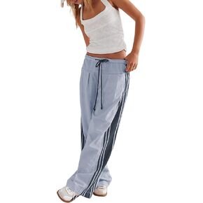 Bankeng Womens Side Striped Pants Wide Leg Drawstring High Waist Sweatpants Hudson Canyon Stripe Pants with Pockets
