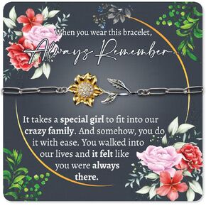 Love You This Much Meaningful Sons Girlfriend Sunflower Bracelet Gift Set, Present for Sons Girlfriend, Birthday Gift for Sons Girlfriend