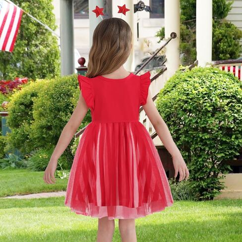 Girls 4th of July Dress Toddler Girl American Flag Dresses Independence Day Outfits Summer Patriotic Clothes in Saudi Arabia