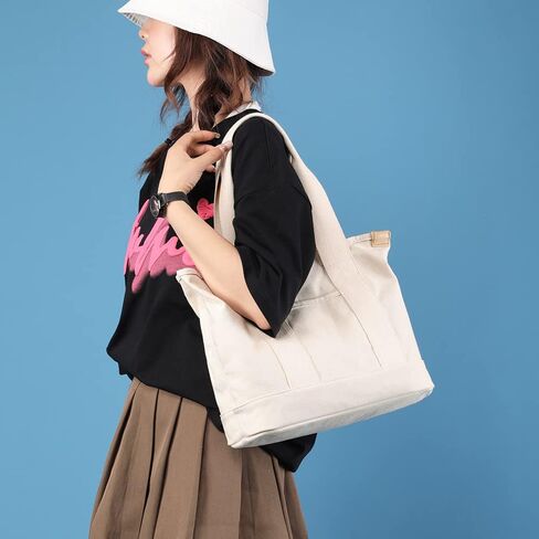 zhongningyifeng Canvas Women Tote Bag Casual Top Handle Satchel Large Capacity Handbags Shopping Bag for Work Travel in Saudi Arabia